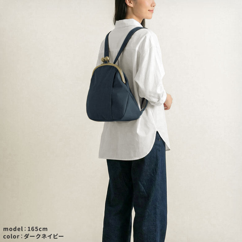 【在庫商品】大玉がま口まるリュック【コーデュラ(R)】※がまろっく付き