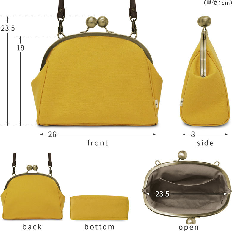 大玉がま口ポシェット【帆布・綿布・デニム（アソート）】