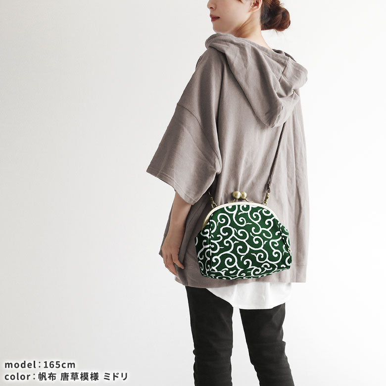 大玉がま口ポシェット【帆布・綿布・デニム（アソート）】