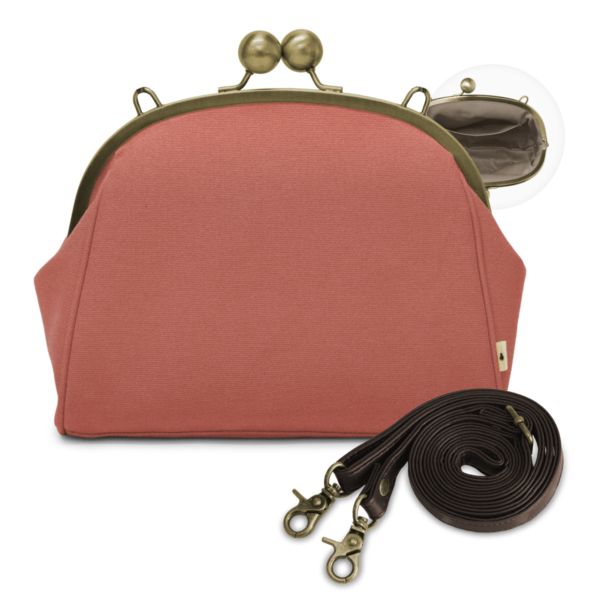 大玉がま口ポシェット【帆布・綿布・デニム（アソート）】