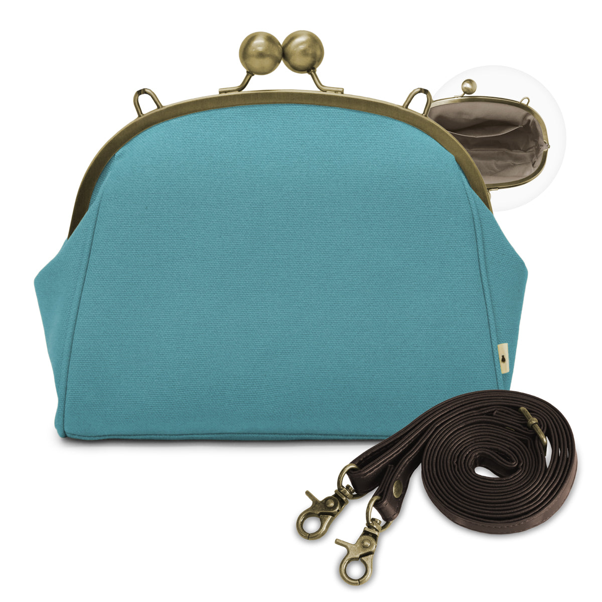 大玉がま口ポシェット【帆布・綿布・デニム（アソート）】