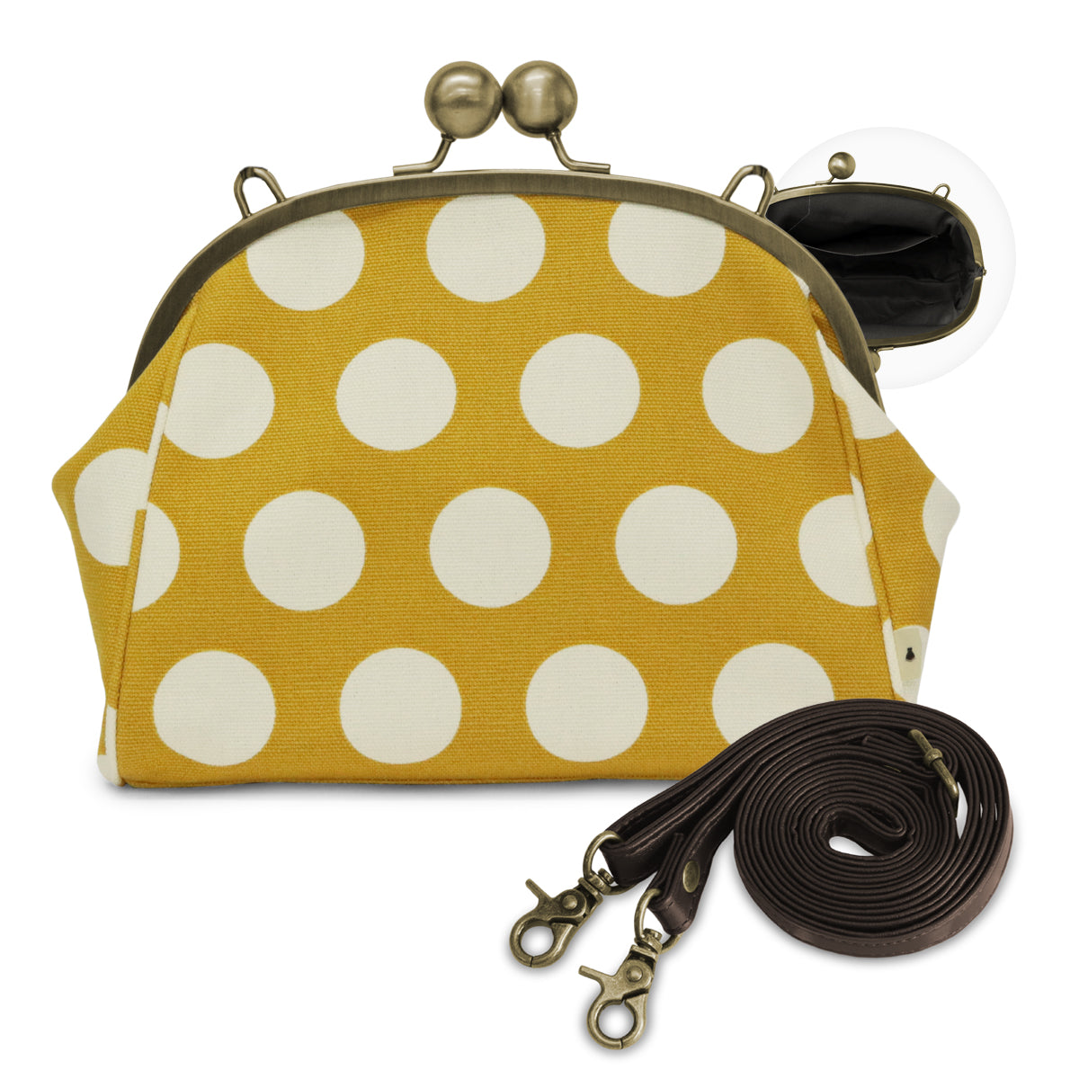 大玉がま口ポシェット【帆布・綿布・デニム（アソート）】