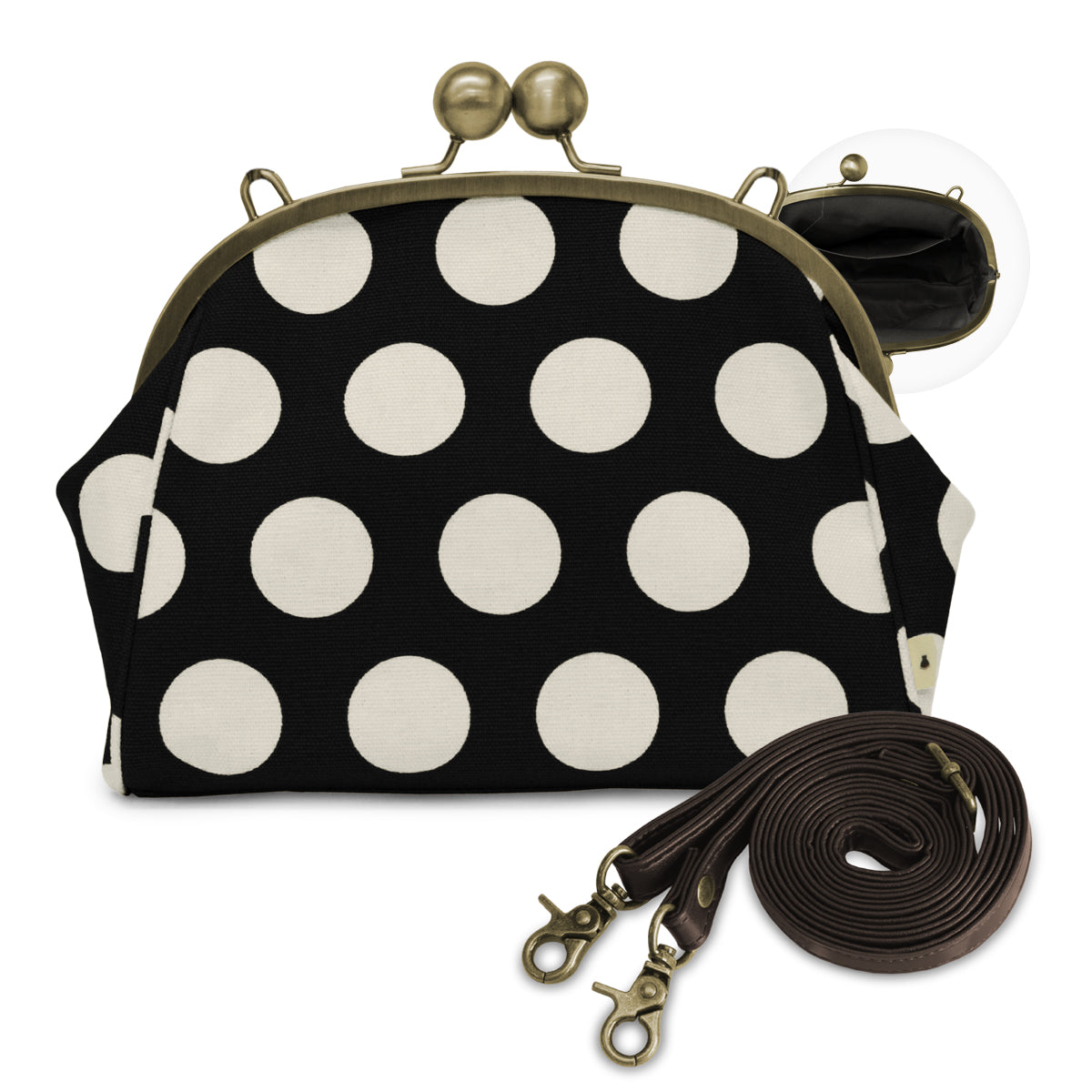 大玉がま口ポシェット【帆布・綿布・デニム（アソート）】