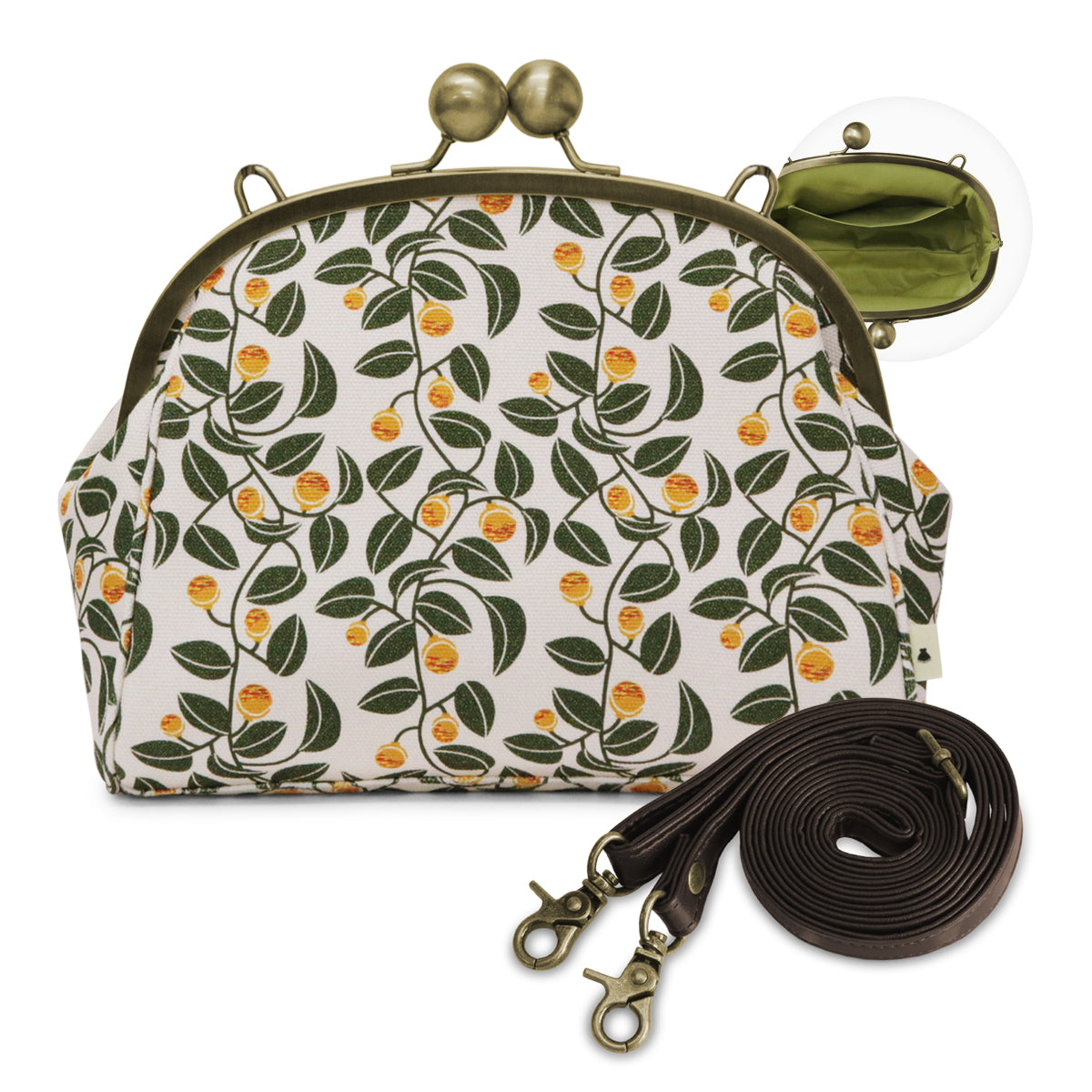 大玉がま口ポシェット【帆布・綿布・デニム（アソート）】