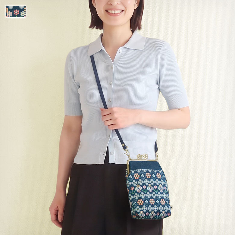 【在庫商品】がま口お散歩ポシェット（ハギ）【ビーズ】