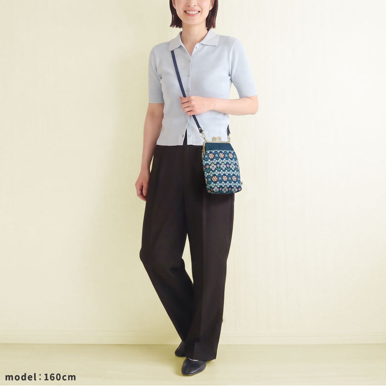 【在庫商品】がま口お散歩ポシェット（ハギ）【ビーズ】