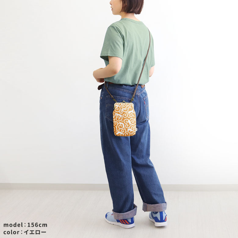 【在庫商品】がま口お散歩ポシェット【ねこ唐草】 WEB限定
