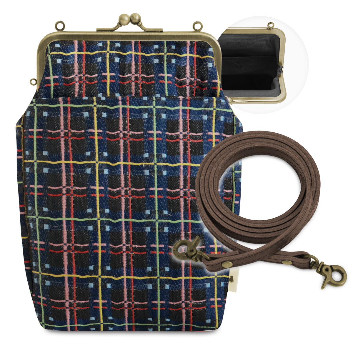 【Article en stock】Pochette de promenade à fermoir clic-clac【Carreaux pop】