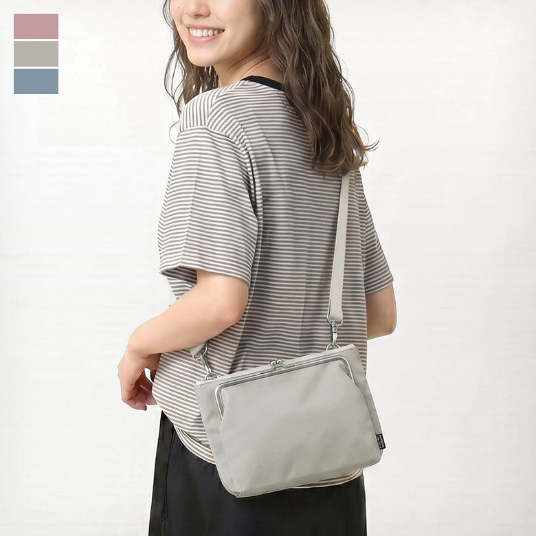 【在庫商品】がま口ポケット付きミニサコッシュ【Sarei シャイニーナイロン】