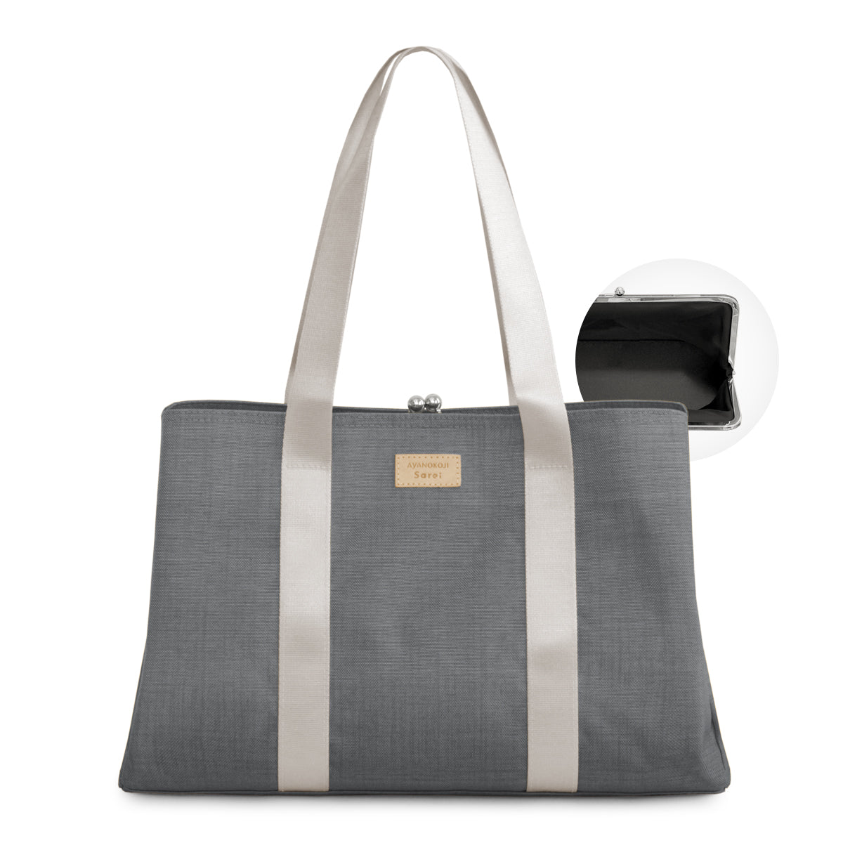 【在庫商品】がま口スクエアトートバッグ＜M＞【Sarei コーデュラ(R) re/cor(TM)（コーデュラレコー）・MONTANA（N）】