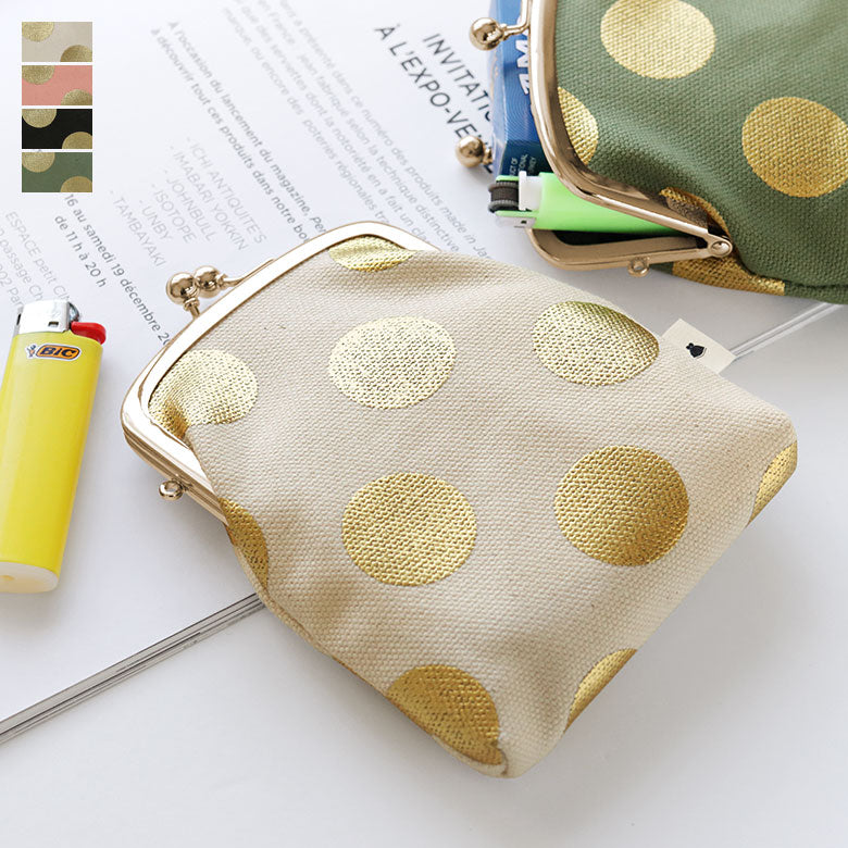 【在庫商品】がま口シガレットケース【帆布・HAKUドット】