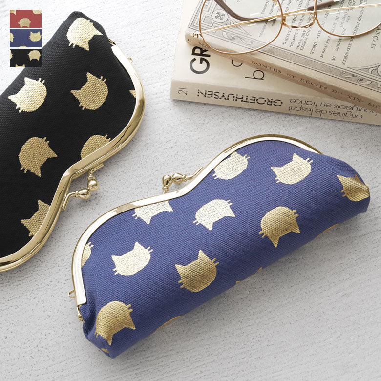 【在庫商品】山型がま口メガネケース【HAKUにゃんこ】