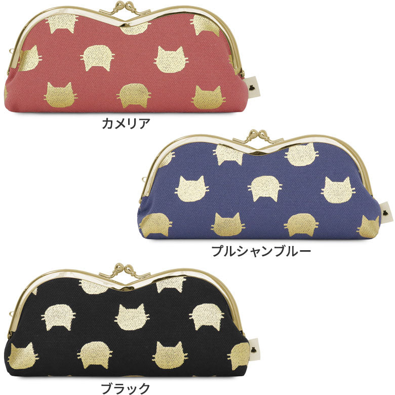 【在庫商品】山型がま口メガネケース【HAKUにゃんこ】