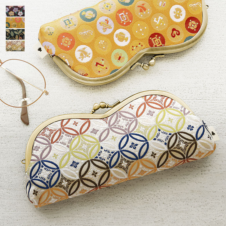 [In stock] Mountain-shaped purse glasses case [Gold brocade]