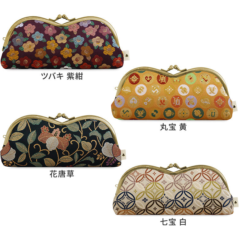 [In stock] Mountain-shaped purse glasses case [Gold brocade]