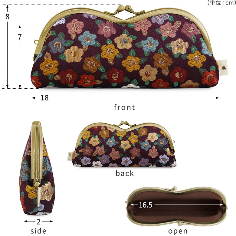 [In stock] Mountain-shaped purse glasses case [Gold brocade]