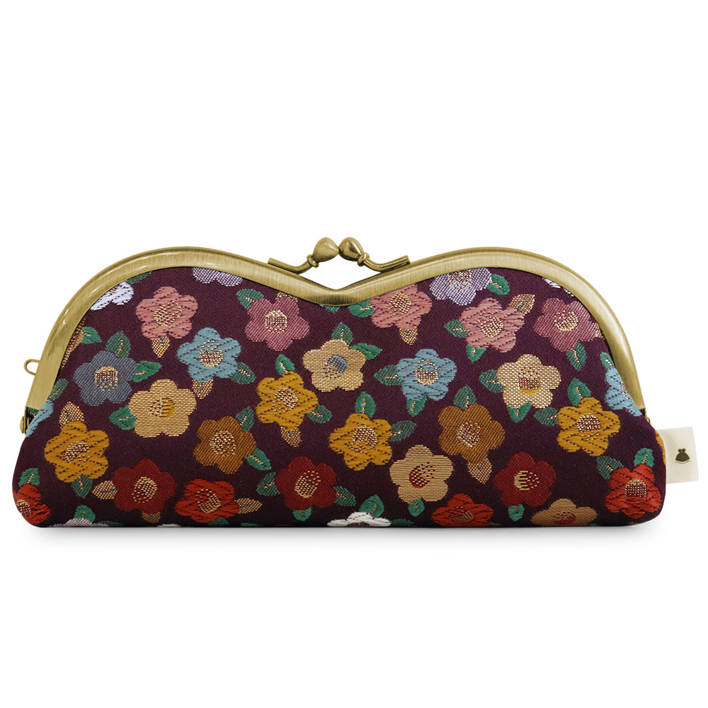 [In stock] Mountain-shaped purse glasses case [Gold brocade]