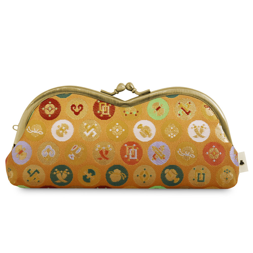 [In stock] Mountain-shaped purse glasses case [Gold brocade]