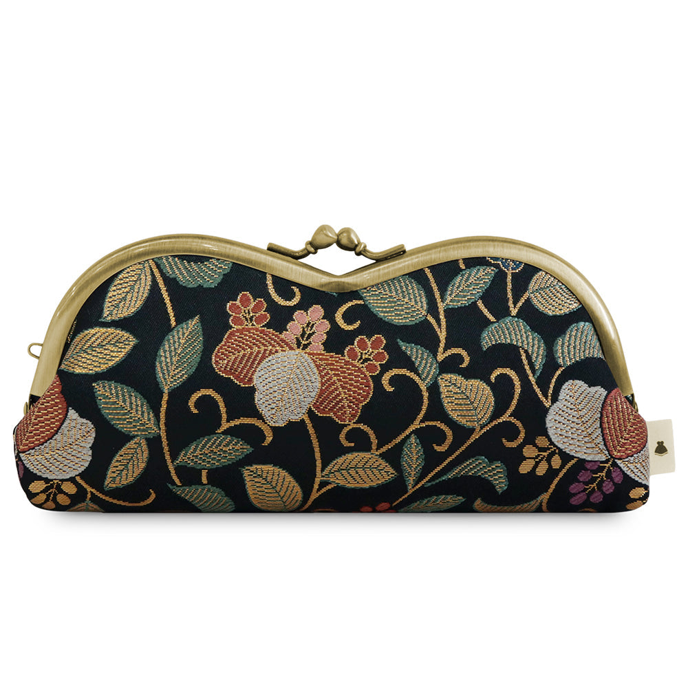 [In stock] Mountain-shaped purse glasses case [Gold brocade]