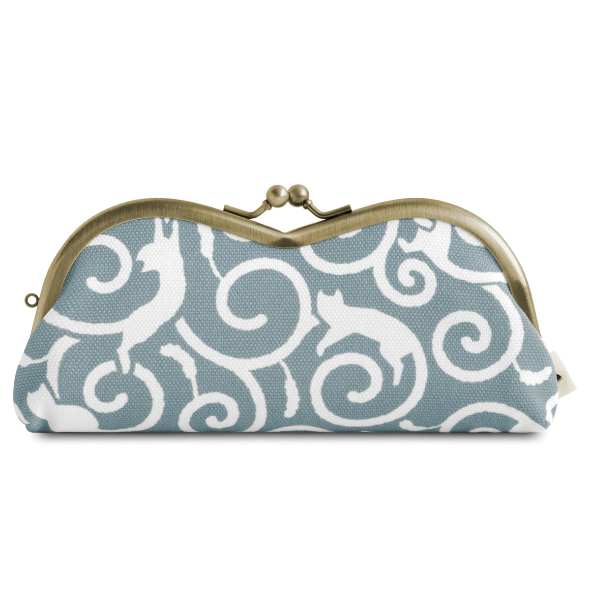 【在庫商品】山型がま口メガネケース【ねこ唐草】