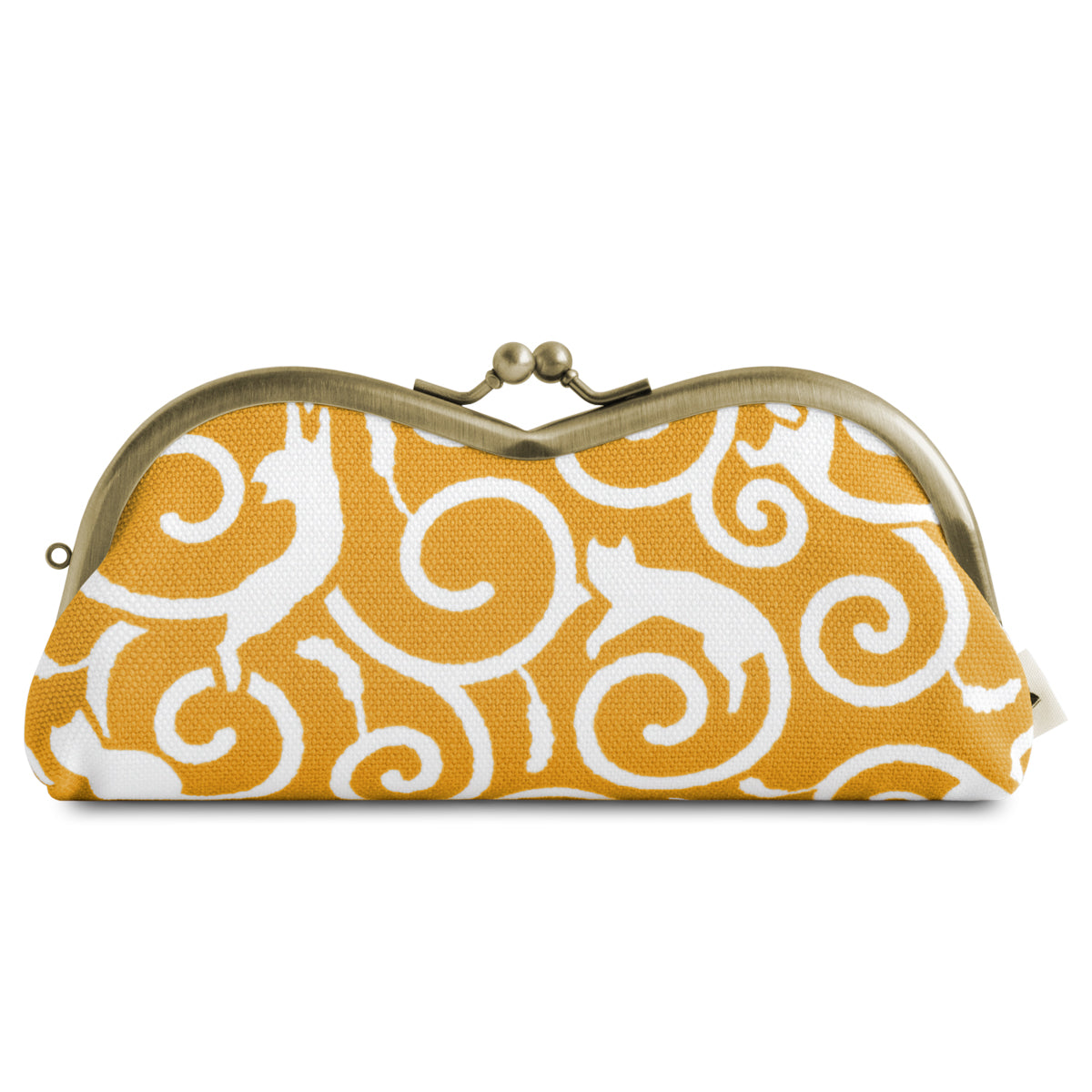 【在庫商品】山型がま口メガネケース【ねこ唐草】