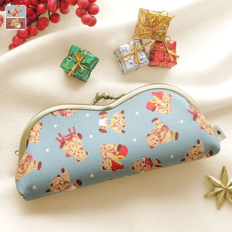 【在庫商品】山型がま口メガネケース【テディベア】