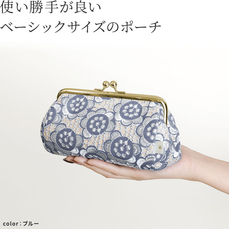 【在庫商品】TAWARA型がま口コスメポーチ（中）【ポリッシュレース】