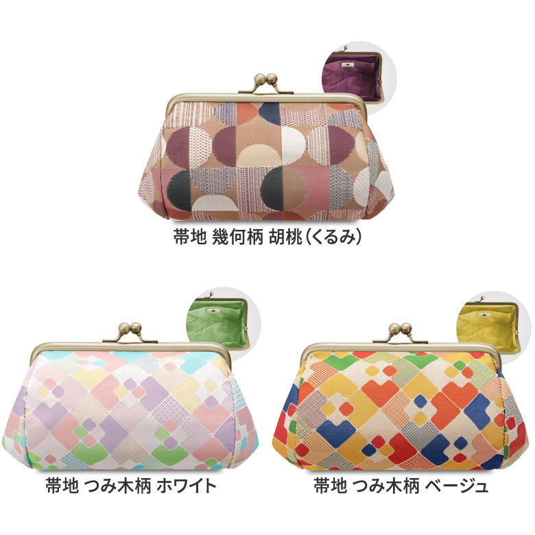 【在庫商品】 TAWARA型がま口コスメポーチ（中）【金襴・帯地（アソート）】