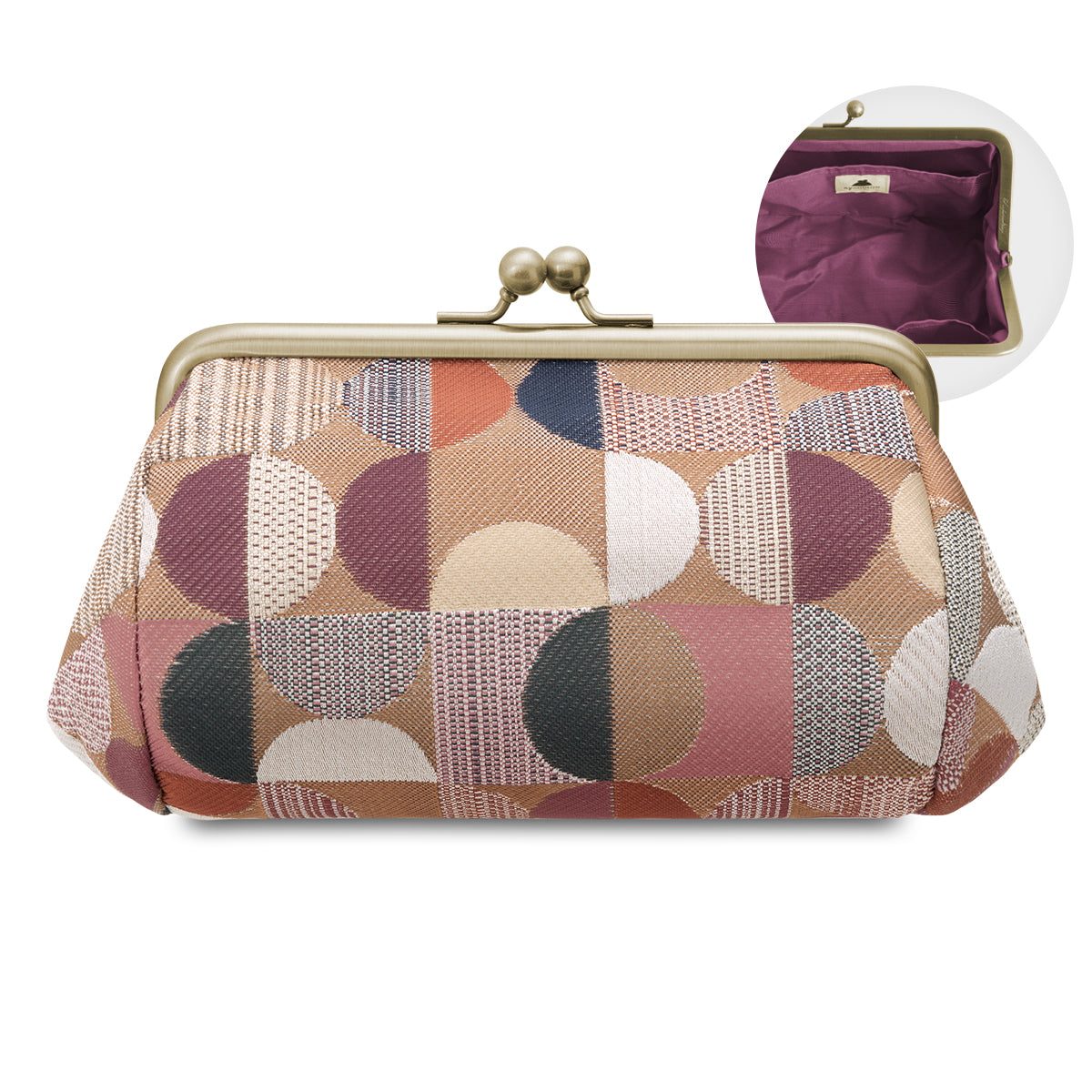 【在庫商品】 TAWARA型がま口コスメポーチ（中）【金襴・帯地（アソート）】