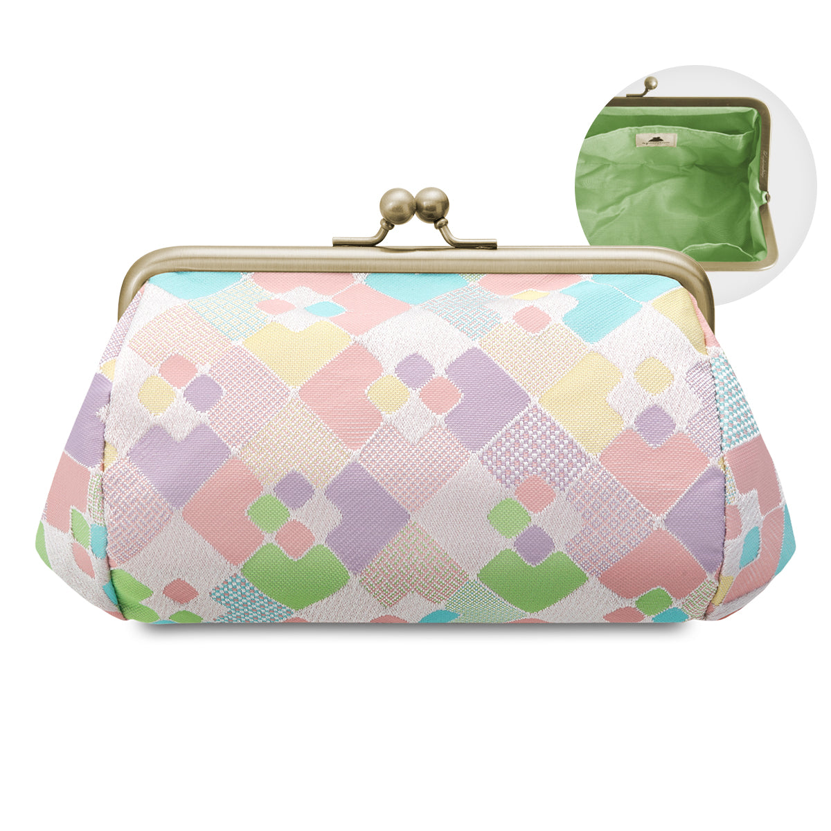 【在庫商品】 TAWARA型がま口コスメポーチ（中）【金襴・帯地（アソート）】