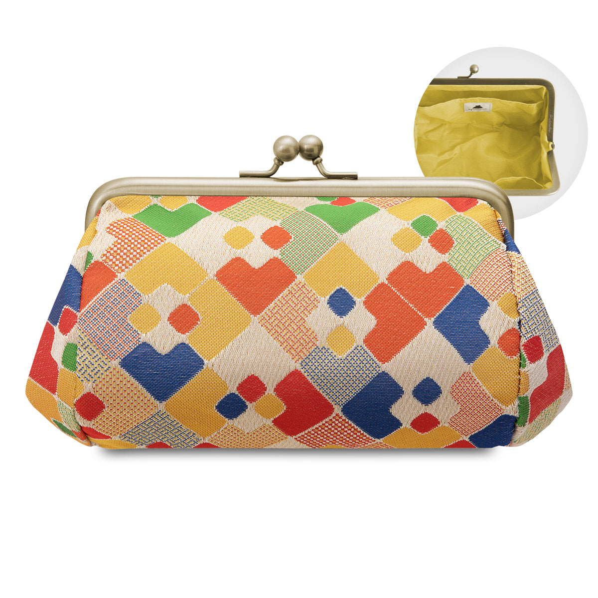 【在庫商品】 TAWARA型がま口コスメポーチ（中）【金襴・帯地（アソート）】