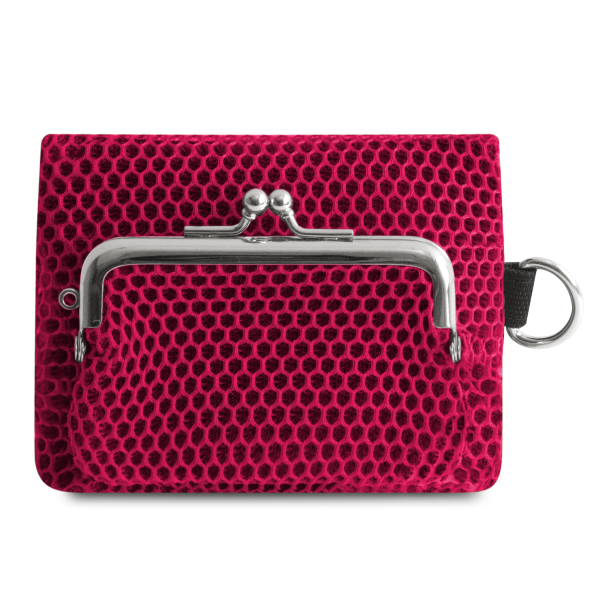 【在庫商品】ファスナー付きがま口メッシュポーチ（S）【Sarei VIVID MESH】
