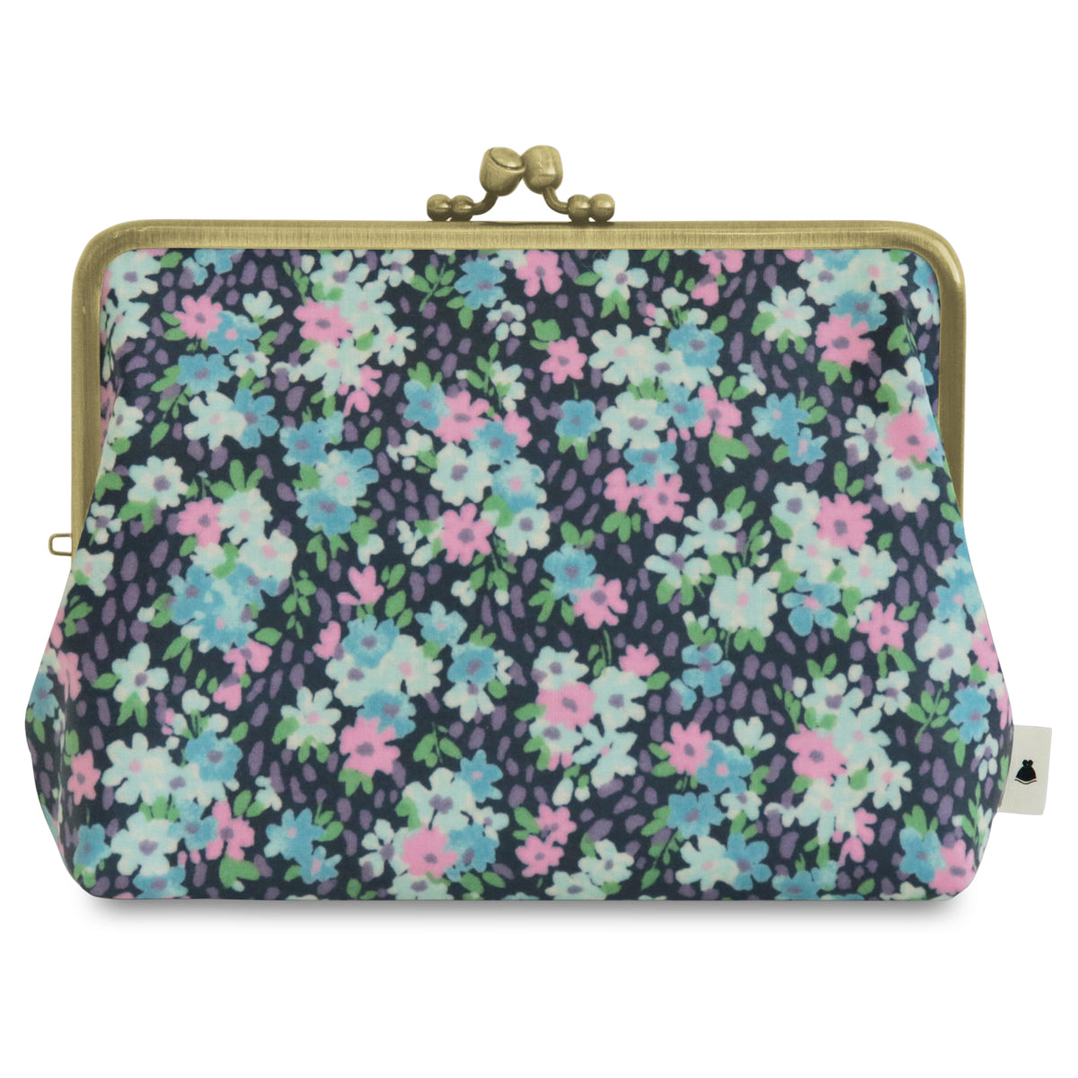 【在庫商品】がま口KAKU型ポーチ【彩りアソート（花柄PVC）】