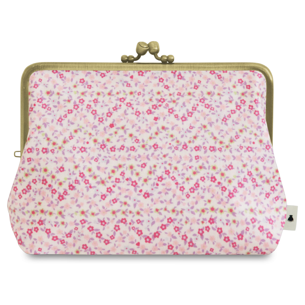 【在庫商品】がま口KAKU型ポーチ【彩りアソート（花柄PVC）】