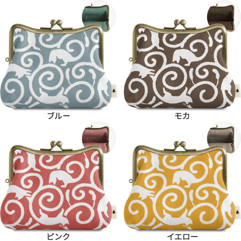 【在庫商品】4寸M型がま口ポーチ【ねこ唐草】 WEB限定