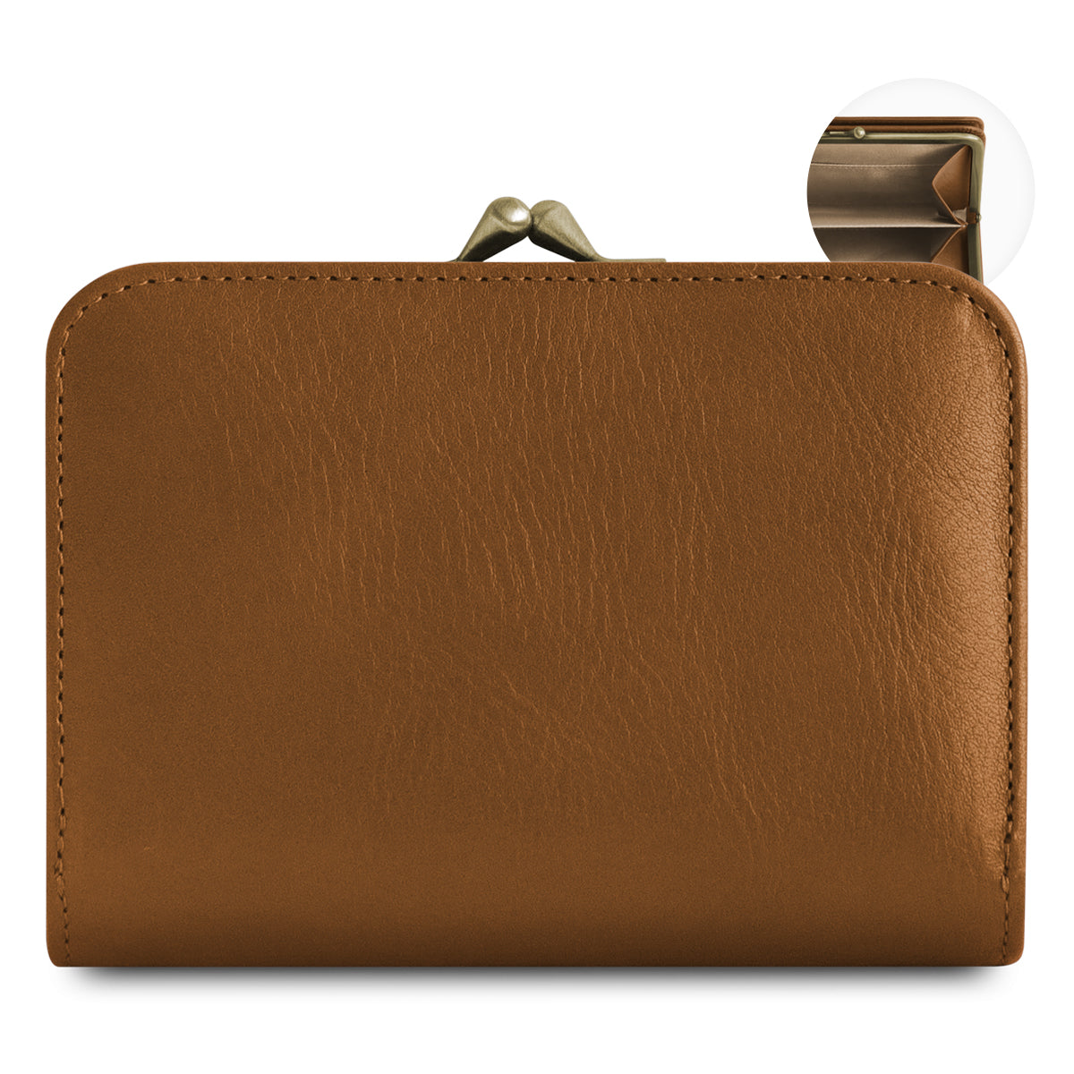 【在庫商品】二つ折りがま口スクエアウォレット※札入れ仕切りあり【X＿シュリンクレザー】