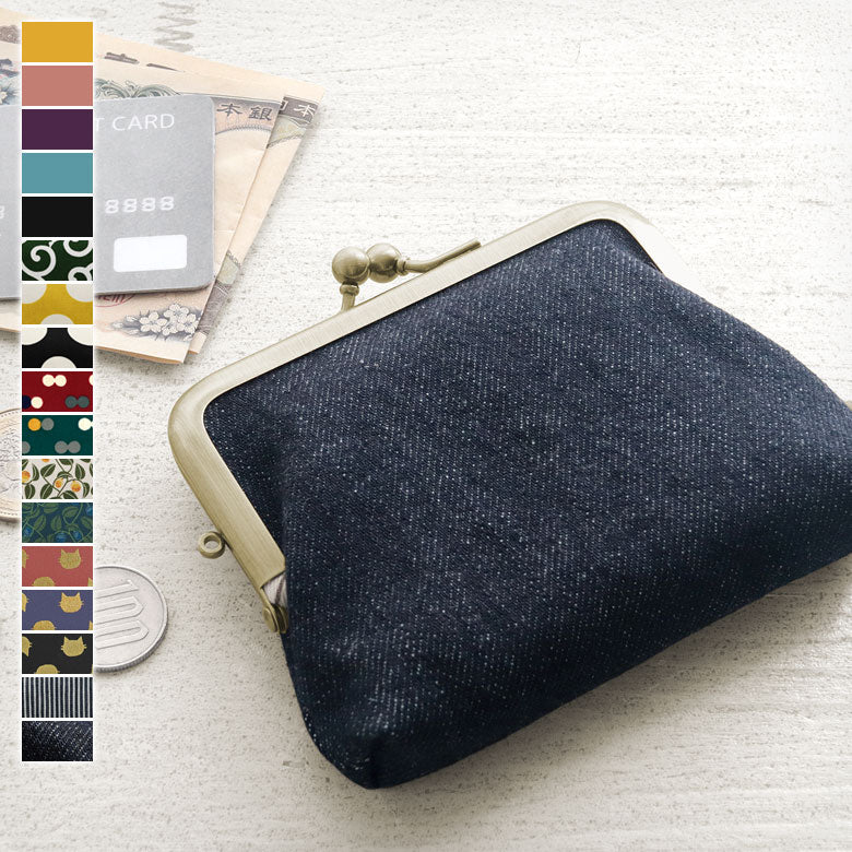 【在庫商品】3.5寸がま口コインケース＋（プラス）【帆布・綿布・デニム（アソート）】