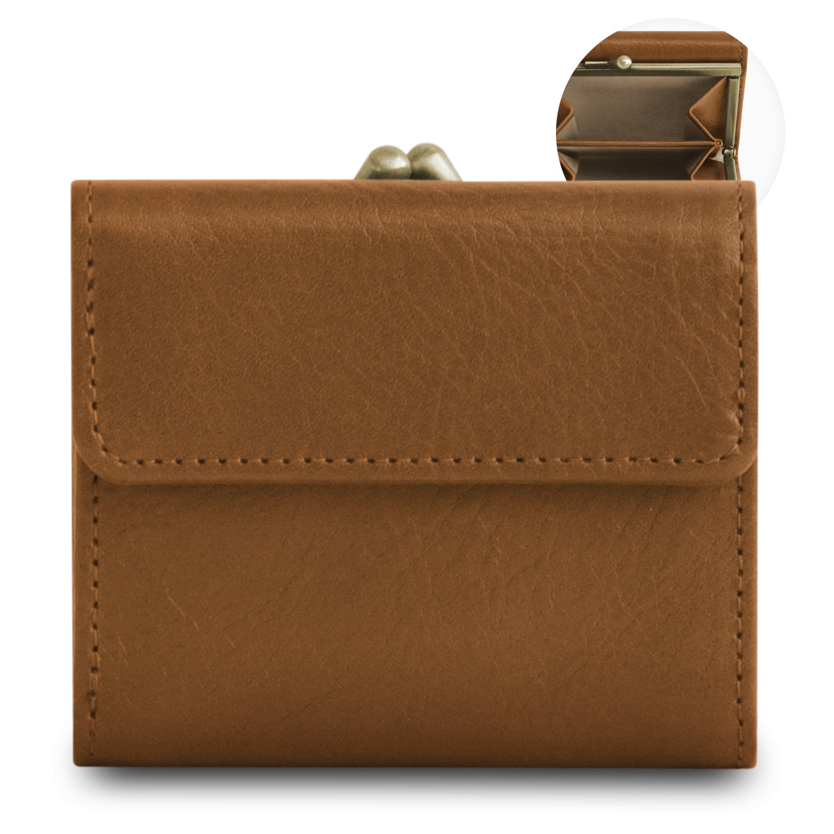 【在庫商品】三つ折りがま口ミニウォレット【X＿シュリンクレザー】