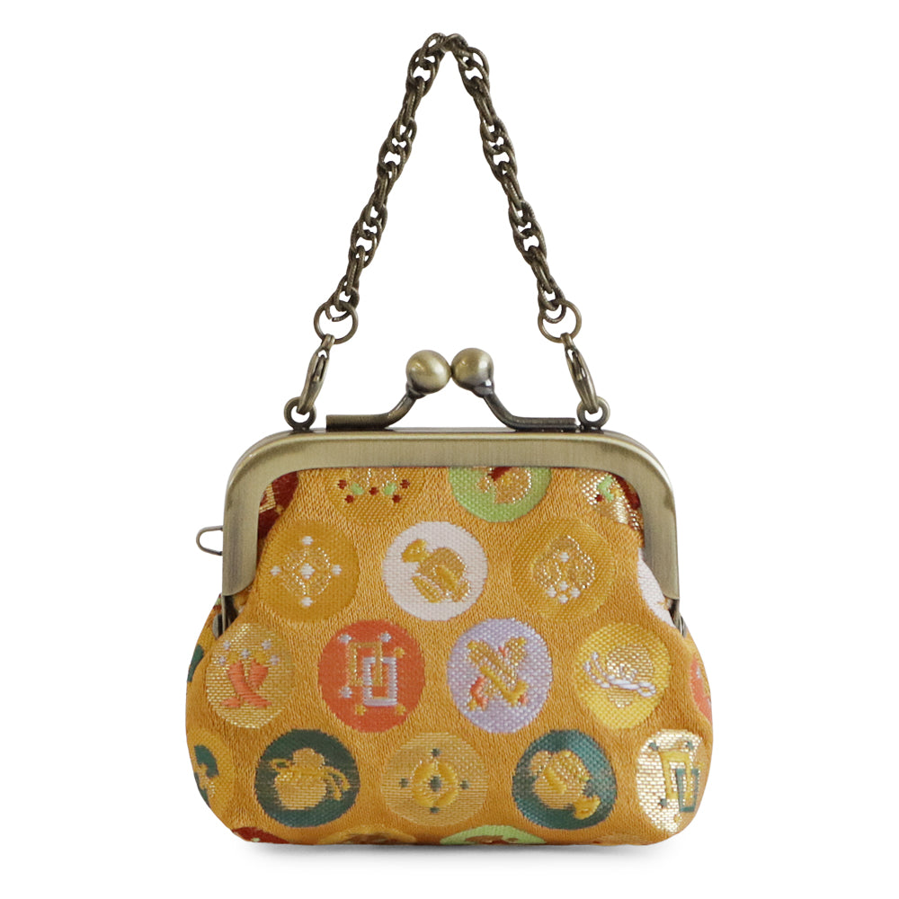 [In stock] Chain-attached handbag wallet (small) [Gold brocade]