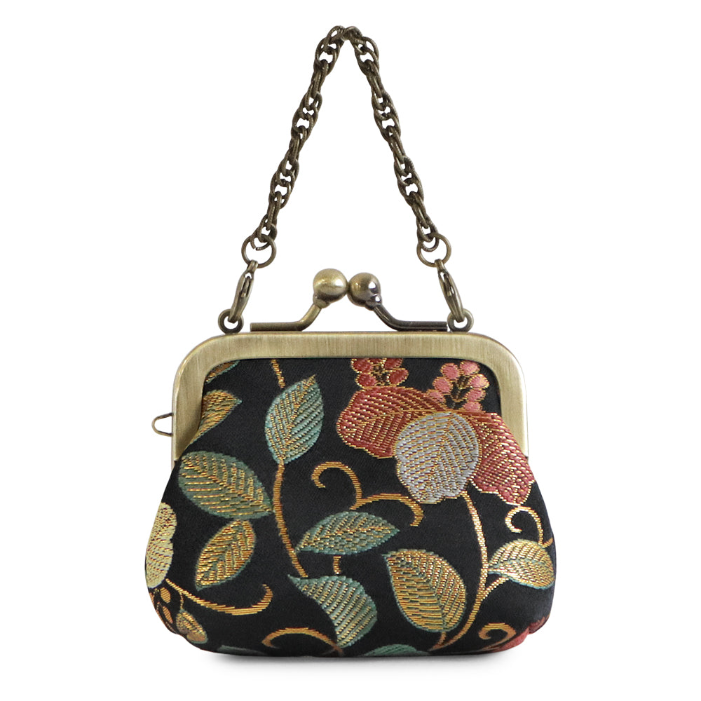 [In stock] Chain-attached handbag wallet (small) [Gold brocade]