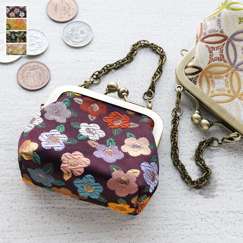 [In stock] Chain-attached handbag wallet (small) [Gold brocade]