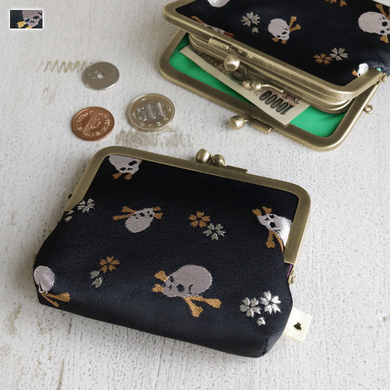 【在庫商品】平親子がま口財布【ドクロ金襴】