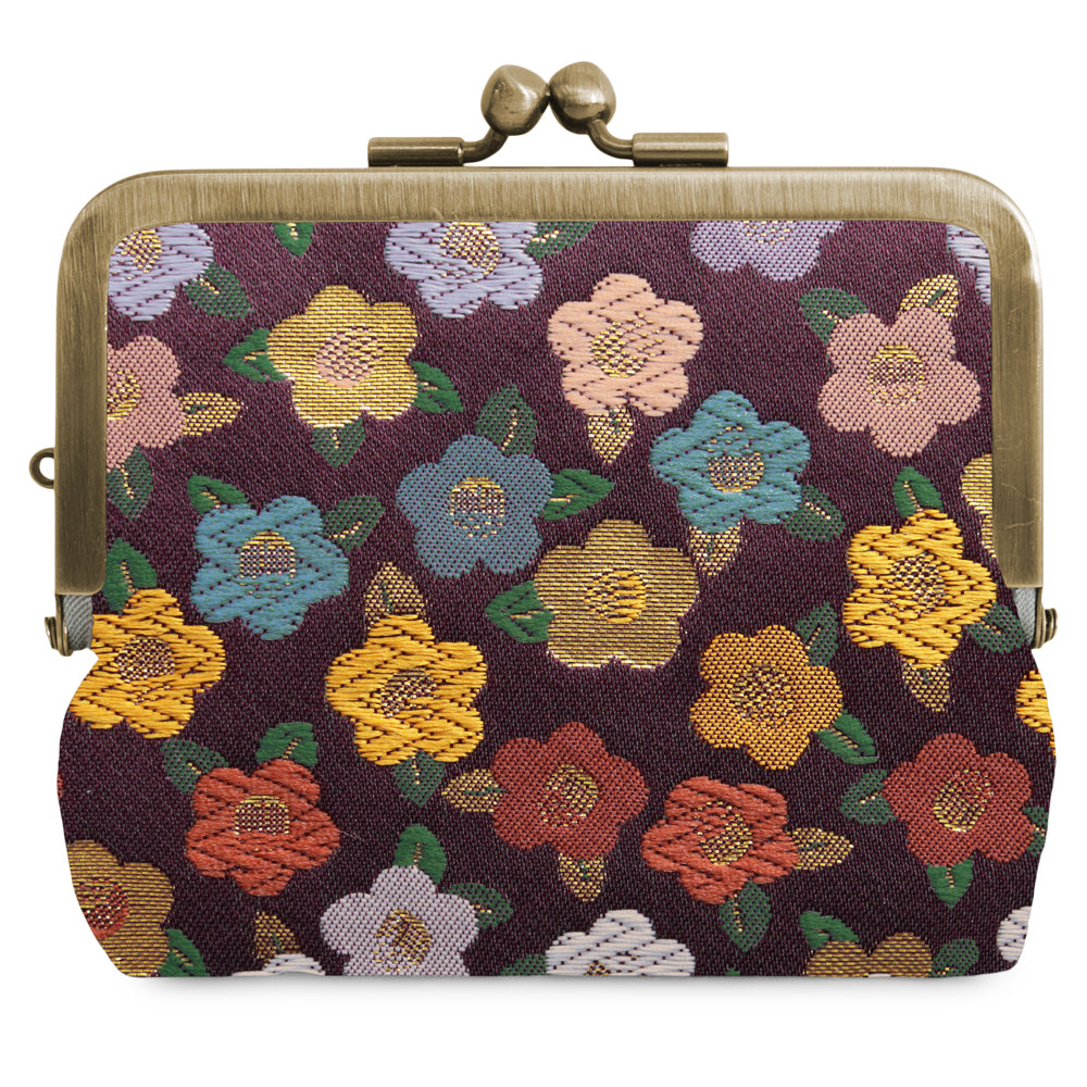 [In stock] Flat parent-child purse [gold brocade]