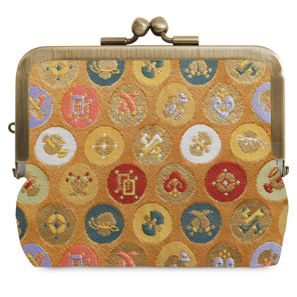 [In stock] Flat parent-child purse [gold brocade]