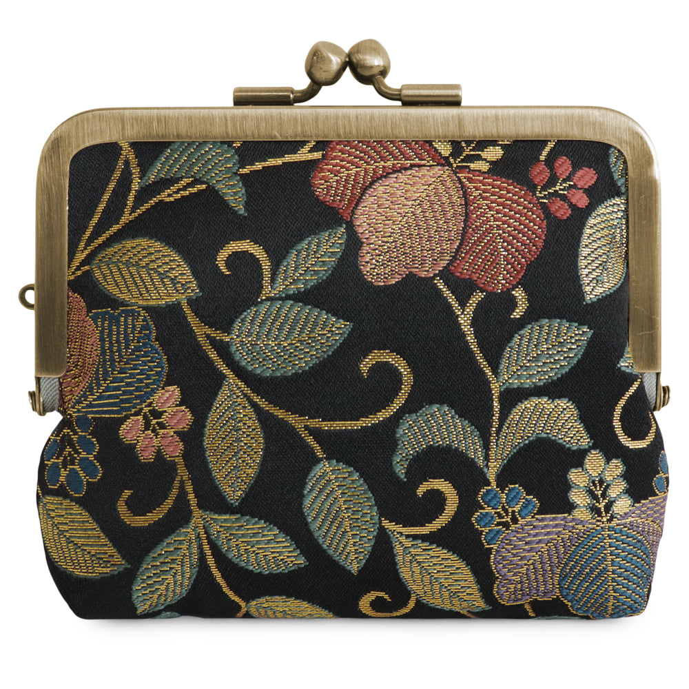 [In stock] Flat parent-child purse [gold brocade]