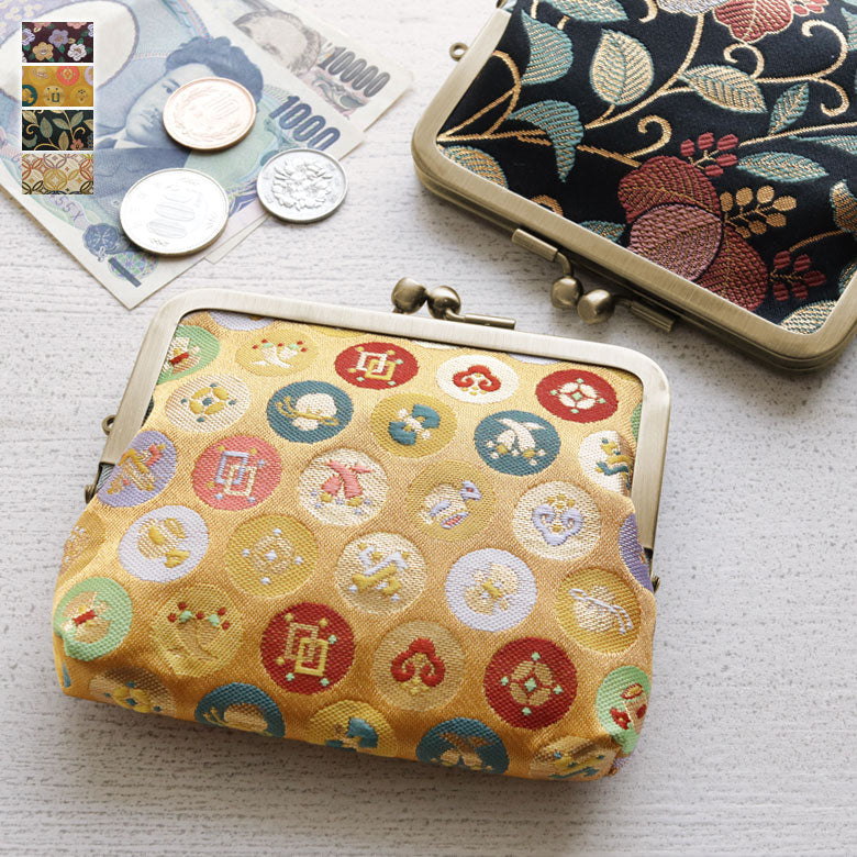 [In stock] Flat parent-child purse [gold brocade]