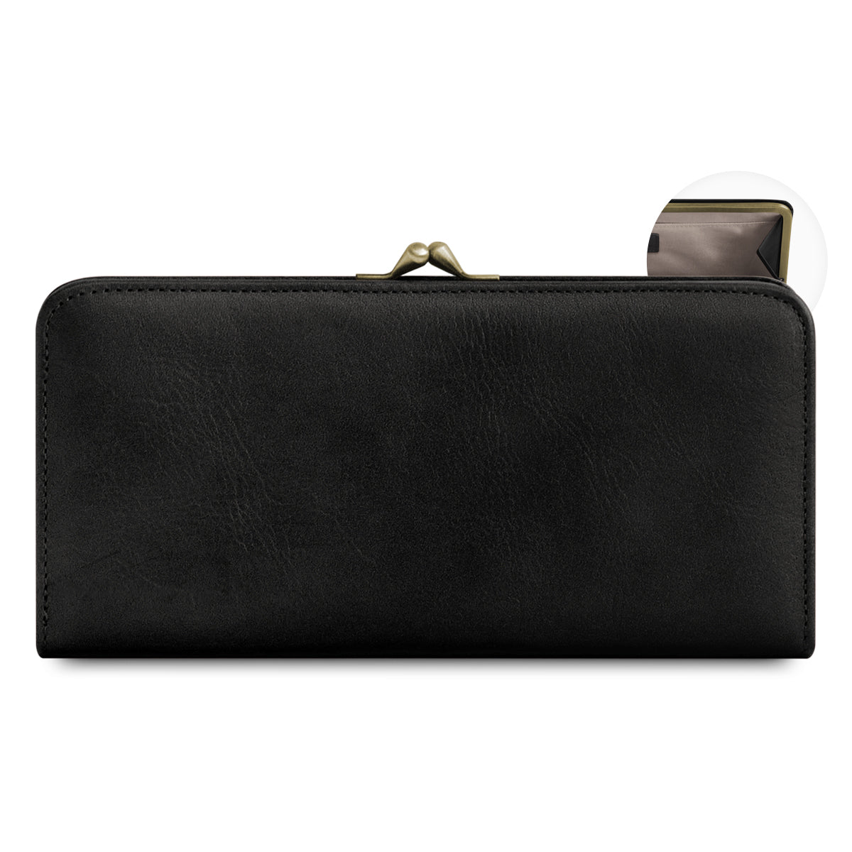 【在庫商品】がま口ロングウォレット【X＿シュリンクレザー】