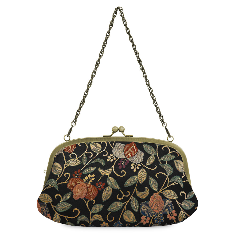 [In stock] Horizontal parent-child purse [gold brocade]