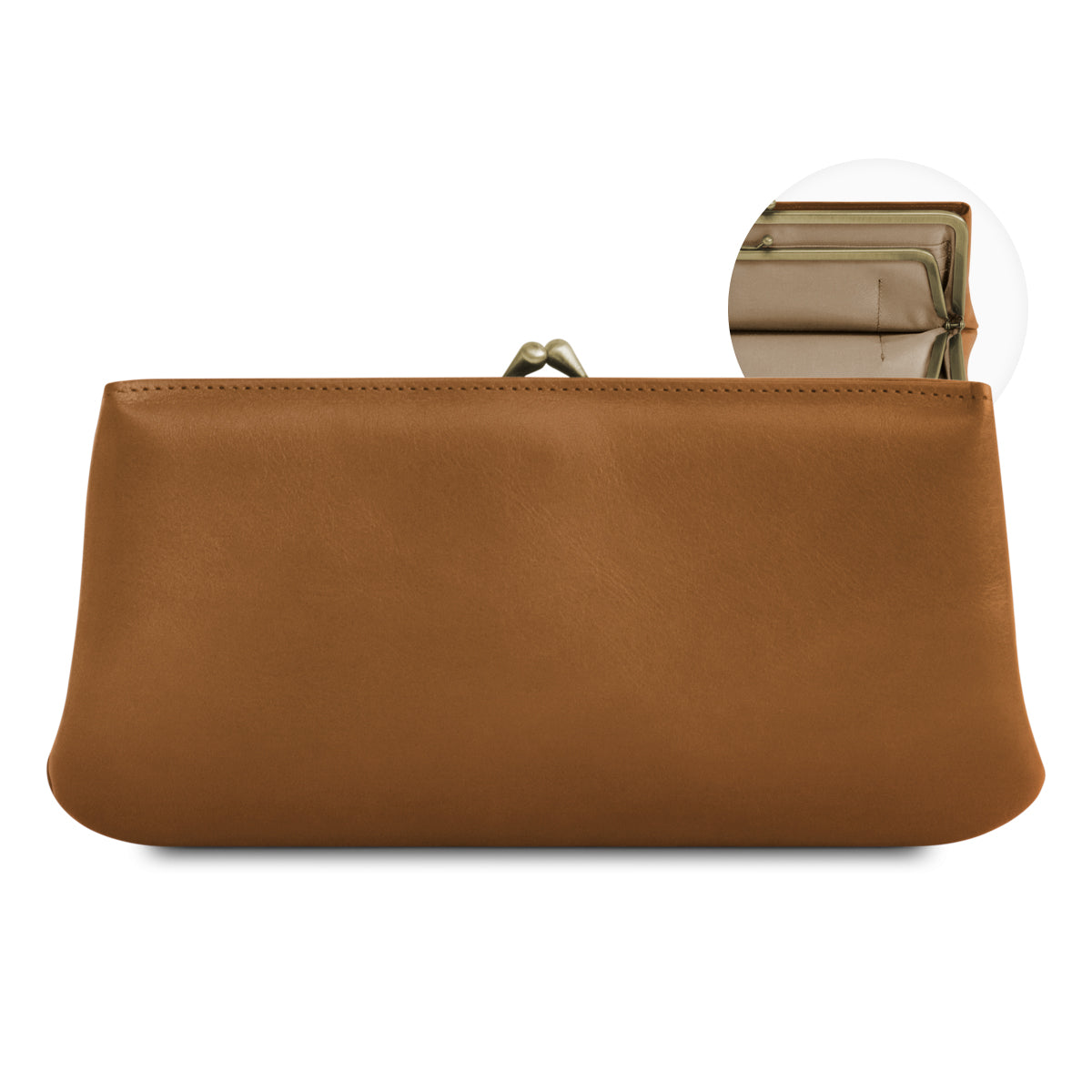 【在庫商品】ポケット付きがま口ロングウォレット【X＿シュリンクレザー】