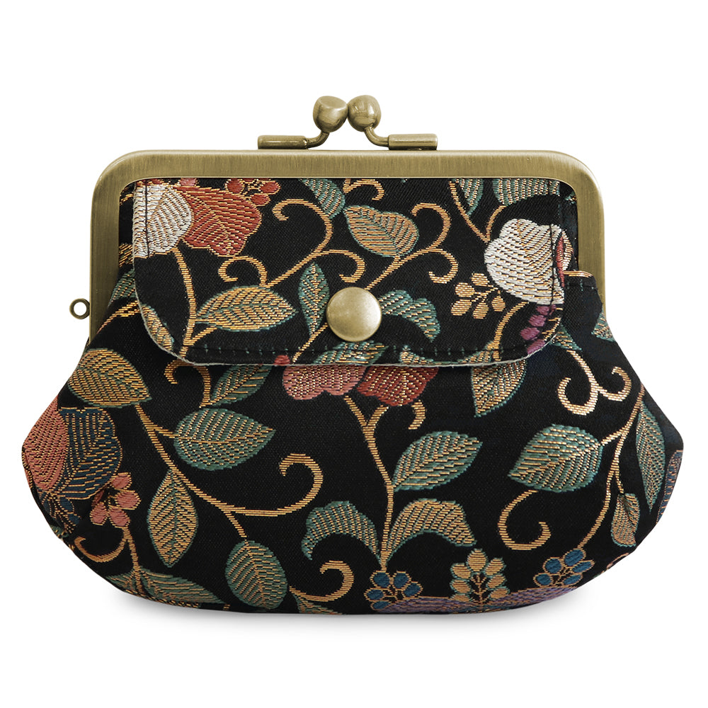 [In stock] Parent-child purse with pocket [Gold brocade]